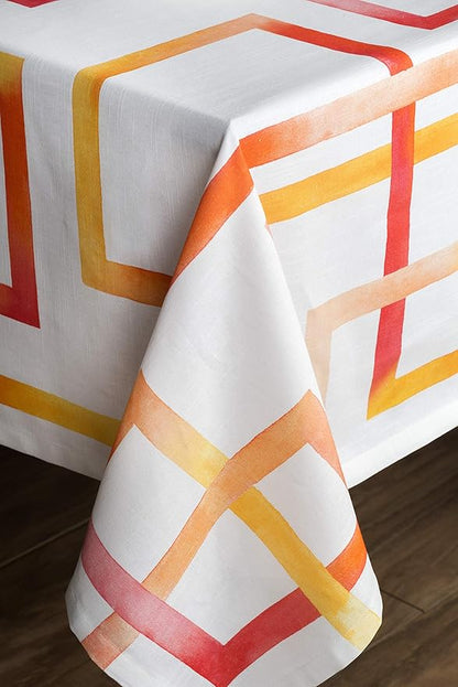 Maison d' Hermine Table Cloth Square Table 100% Cotton 60 x 60 Inches Tablecloth Reusable Decorative Everyday Use for Dining Room, Farmhouse, Home, Party, Festive & Wedding Spring Summer - Summer Maze