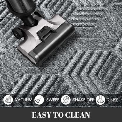 Yimobra Large Door Mat 36x24, All-Season Waterproof Outdoor Mats for Front Door Entrance with Drainage Holes, Heavy Duty Non-Slip Doormat for Garage Patio Entryway Indoor, Black Gray