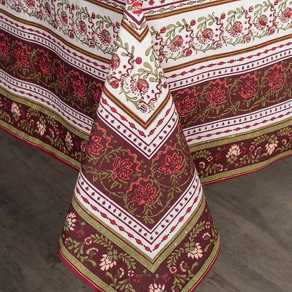 Maison d' Hermine Table Cloth Square Table 100% Cotton 60 x 60 Inches Fall Tablecloth Reusable Everyday Use for Thanksgiving Christmas Decorations Dining Farmhouse Party (Reveillon Au Jardin)