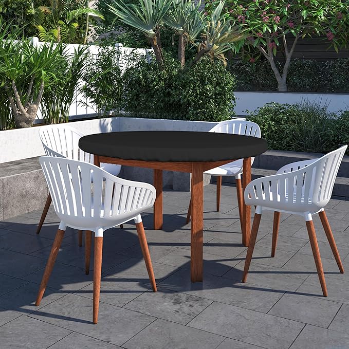 Covers & All Round Table Top Cover, 18 Oz Heavy Duty Waterproof UV & Weather Resistant Patio Table Cover, Outdoor Table Cover for Patio Outdoor Furniture & Coffee Table (60" Diameter x 4" H, Black)