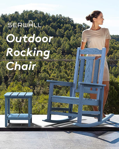 SERWALL Oversized Outdoor Rocking Chairs Set of 2, HDPE Front Porch Rocker - Image 4