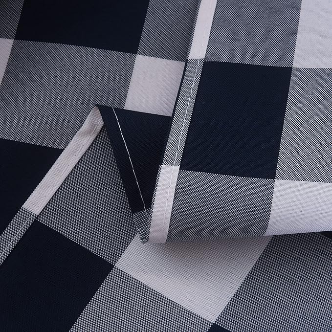 Cupuamon 2 Pack Waterproof Polyester Fabic Rectangle Checkered Tablecloth，60x120 Outdoor Table Cloth，Oil Stain Prevention Table Cloth for Pinics and Parties（Navy and White）