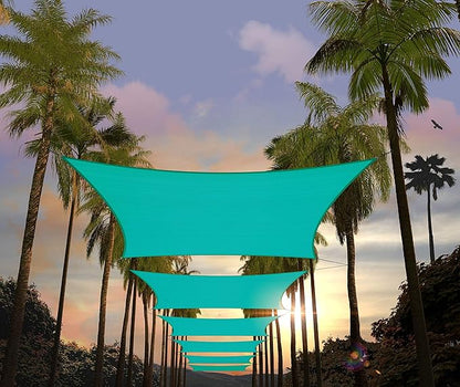 Amgo Custom Size 8' x 8' Turquoise Rectangle Square Sun Shade Sail UPF50+ by Amgo