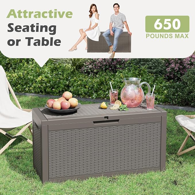 Outdoor Storage Box, 75 Gallon Resin Deck Boxes Outdoor Waterproof - Image 5