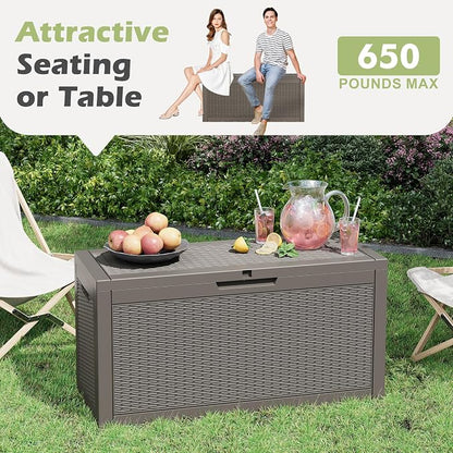 Outdoor Storage Box, 75 Gallon Resin Deck Boxes Outdoor Waterproof - Image 5