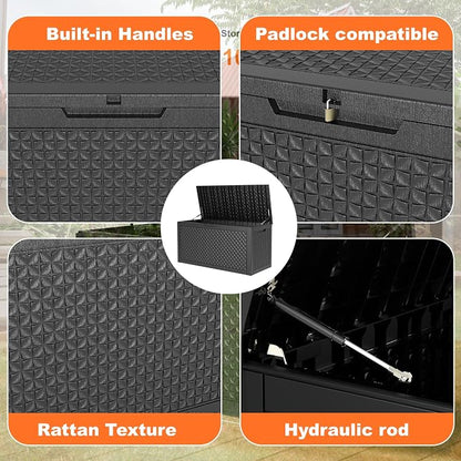 120 Gallon Waterproof Outdoor Storage Box, Resin Deck Box, Lockable Outside - Image 4