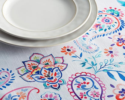 Maison d' Hermine Table Cloth Rectangle Table 100% Cotton 60 x 90 Inches Tablecloth Reusable Decorative for Dining Room, Farmhouse, Home, Party, Festive & Wedding Spring Summer - Indian Floral
