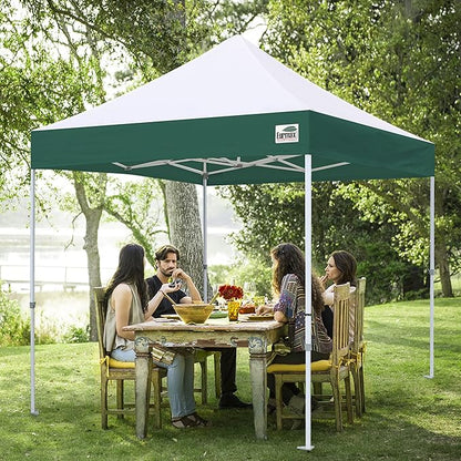 Eurmax USA New 10x10 Pop Up Canopy Replacement Canopy Tent Top Cover, Instant Canopy Top Cover ONLY, Choose 30 Colors,Bonus 4PC Pack Weight Bag (White&Forest Green)