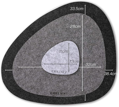 Chillify Table Coaster Set | Non-Slip, Heat-Resistant, Washable Placemats | Suitable for Garden | Gray Oval | 2x3 Inches (Set of 2)