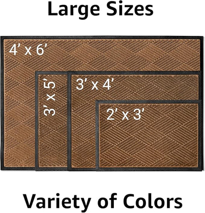 Ecomills Deluxe Diamond Entrance Door Mat, X-Large Heavy Duty Absorbent Rubber Rug, Brown, 3’ X 5’ feet