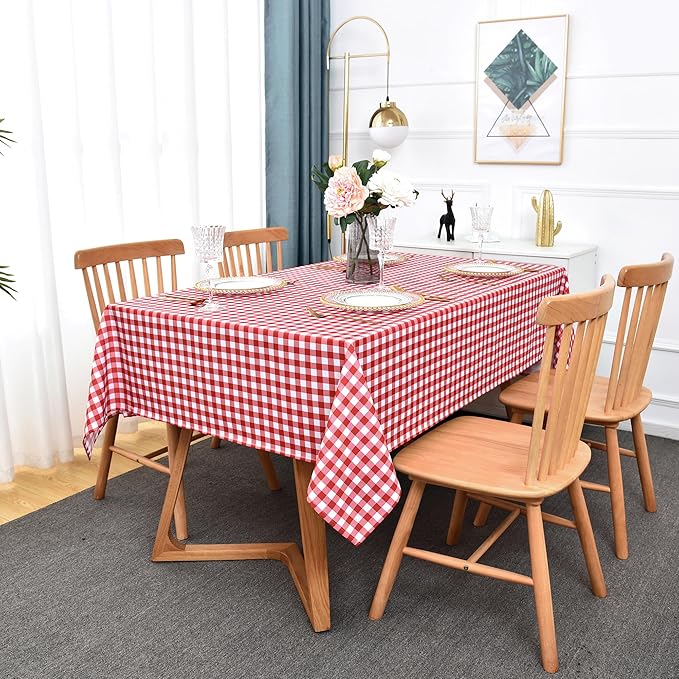 Classic Gingham Buffalo Tablecloth Fabric - Oblong 58x144 Inch Water Proof Checkered Table Cloth for Indoor Outdoor - Table Cover for Birthday, Picnics, BBQs, and Parties
