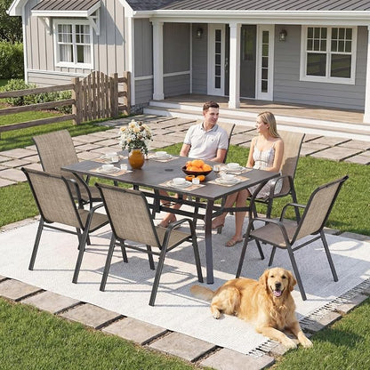 Outdoor Patio Chairs Set of 6 Stackable Dining Chairs All-Weather Textilene - Image 3