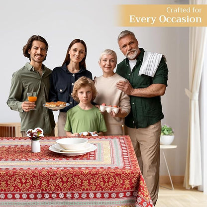 Maison d' Hermine Table Cloth Rectangle Table 100% Cotton 70 x 120 Inches Fall Tablecloth Reusable Everyday Use for Thanksgiving Christmas Decorations Dining Farmhouse Party (Sofia)