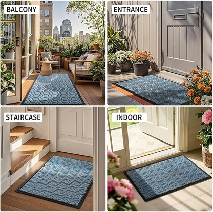 Yimobra Large Door Mat Outside Entrance 36x24, Waterproof Heavy Duty Outdoor Mats for Front Door, Non Slip Rubber Entry Mat for Garage Patio Indoor, Easy Clean, Mix Blue