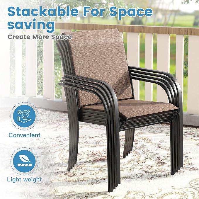 DIFY Patio Chairs Set of 2, Stackable Textilene Outdoor Dining Chairs - Image 4