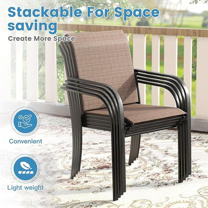 DIFY Patio Chairs Set of 2, Stackable Textilene Outdoor Dining Chairs - Image 4