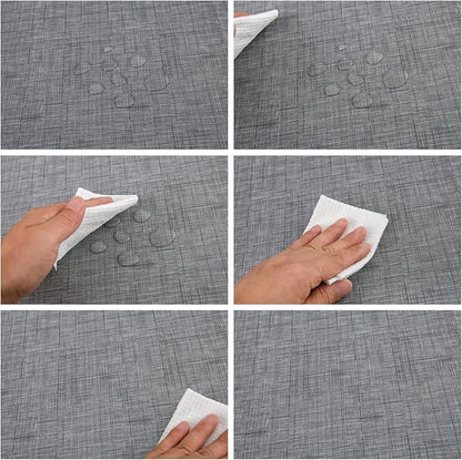 LIBERECOO Vinyl Tablecloth with Flannel Backing, Premium Gray, Waterproof, Stain-Resistant, Easy-Clean Table Cover for Dining, Kitchen, and Outdoor Use, 60" x 60" Square