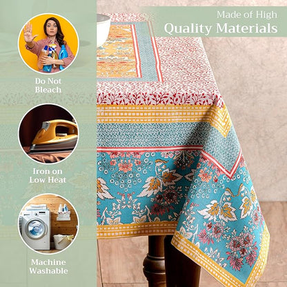 Maison d' Hermine Table Cloth Rectangle Table 100% Cotton 60 x 90 Inches Tablecloth Reusable Decorative Everyday Use for Dining Room, Farmhouse, Home, Party, Festive & Wedding Spring Summer - Marquise