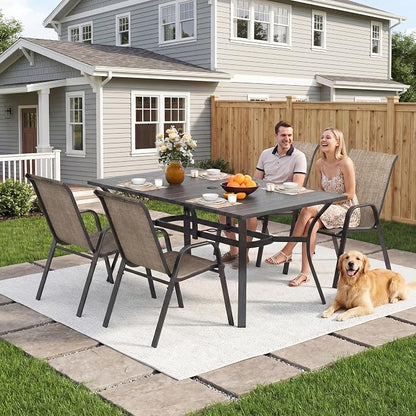 Outdoor Patio Chairs Set of 4 Stackable Dining Chairs All-Weather Textilene - Image 3