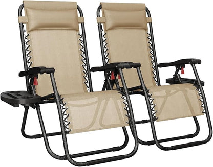 Yaheetech 26" Zero Gravity Recliners Adjustable Set of 2, Cup Holder Trays and by Unknown