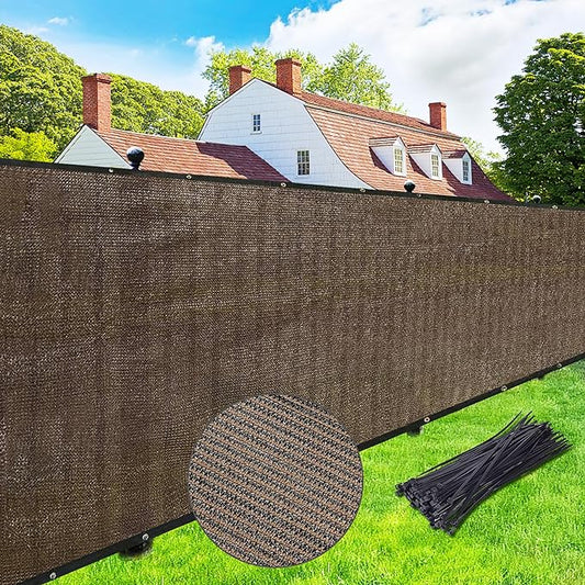 UPGRADE Privacy Screen 4' x 50' Fence Commercial Shade Cover with Brass Grommets Heavy Duty Perfect for Outdoor Back Yard, Mocha, Customizable