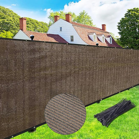 UPGRADE Privacy Screen 4' x 25' Fence Commercial Shade Cover with Brass Grommets Heavy Duty Perfect for Outdoor Back Yard, Mocha, Customizable