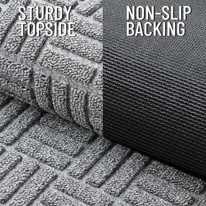 OLANLY Front Door Mat Outside Entrance 71x47, Absorbent, Heavy Duty Sturdy Natural Rubber Doormat Indoor Outdoor, Non-Slip, Stain and Fade Resistant, Low Profile Floor Mat for Entryway, Charcoal Gray