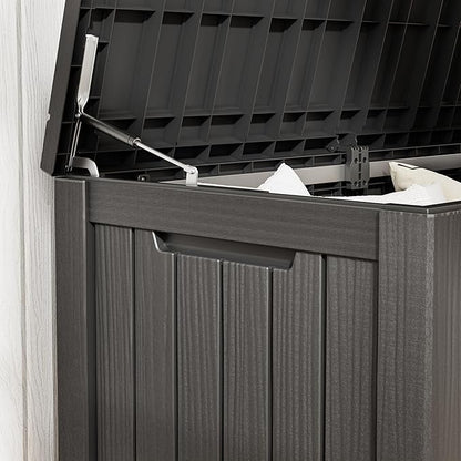 NUNU LAB Outdoor Storage Box 150 Gallon,Resin Large Sturdy Deck Box, Backyard Outside Storage Box Waterproof with Double Wall Panels,Package Delivery Box,Garden Box,Tool Box,Outdoor Hose Storage Bin