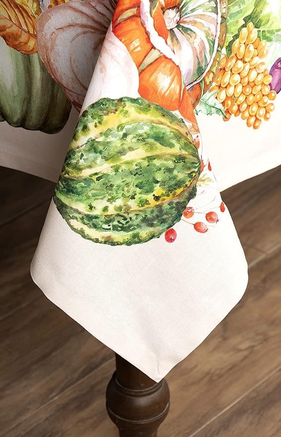 Maison d' Hermine Table Cloth Rectangle Table 100% Cotton 60 x 120 Inches Fall Tablecloth Reusable Everyday Use for Thanksgiving Christmas Decorations Dining Farmhouse Party (Lumina)