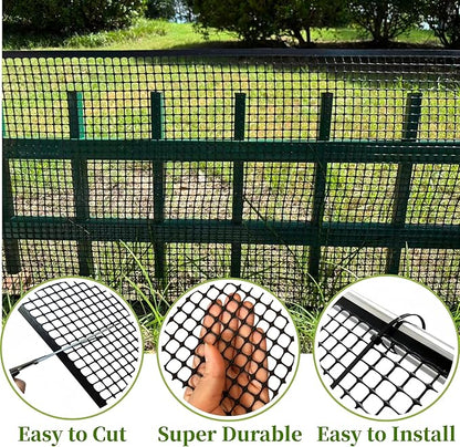 PotatoLife Plastic Wire Mesh Fence, Balcony Fence for Baby and Pets, Safety Fence, Stair Protector, Poultry, Garden, Tree Support, Durable Material, Free Zip Ties (Black, 15.7'' x 10')