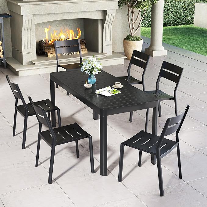 Pellebant Aluminum Stackable Outdoor Patio Dining Chairs Set of 2 | Outdoor - Image 6
