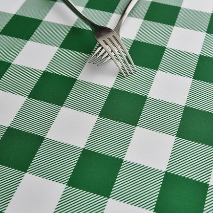 Waterproof Plaid Tablecloth Fabric - Round 90 Inch Classic Gingham Checker Table Cloth for Indoor/Outdoor Use - Buffalo Table Cover for Picnics, BBQs, and Parties