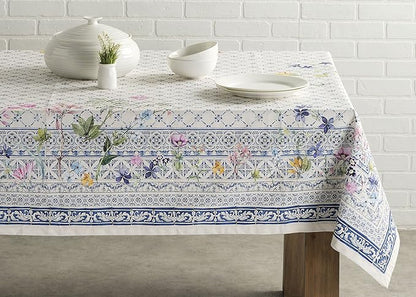 Maison d' Hermine Table Cloth Rectangle Table 100% Cotton 60 x 108 Inches Tablecloth Reusable Decorative Everyday Use for Dining Room, Farmhouse, Home, Party, Festive & Wedding Spring Summer - Faience