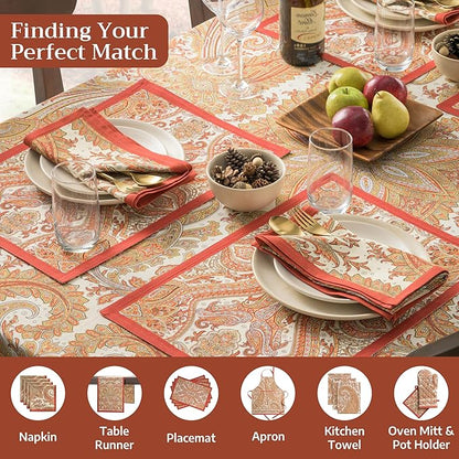 Maison d' Hermine Table Cloth Square Table 100% Cotton 60 x 60 Inches Tablecloth Reusable Decorative Everyday Use for Dining Room, Farmhouse, Home, Party, Festive & Wedding - Kashmir Paisley