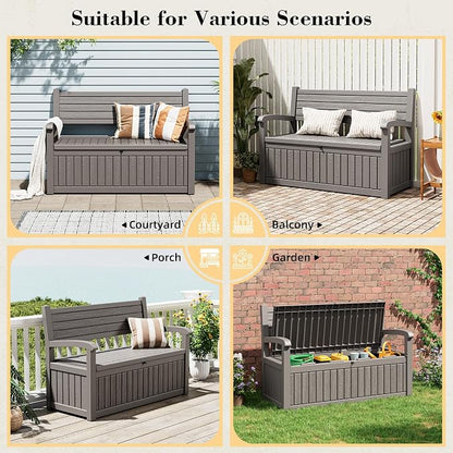 80 Gallon Outdoor Storage Bench Waterproof, Storage Outdoor Porch Bench Doubles - Image 6