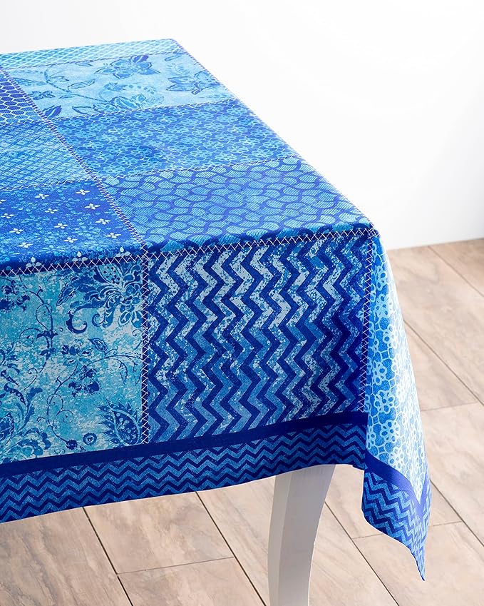 Maison d' Hermine Table Cloth Rectangle Table 100% Cotton 60 x 120 Inches Tablecloth Reusable Decorative for Dining Room, Farmhouse, Home, Party, Festive & Wedding Spring Summer - Indigo Love