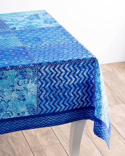 Maison d' Hermine Table Cloth Rectangle Table 100% Cotton 60 x 90 Inches Tablecloth Reusable Decorative for Dining Room, Farmhouse, Home, Party, Festive & Wedding Spring Summer - Indigo Love