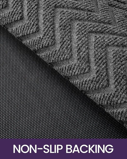 DEXI Front Door Mat Outside Entrance, 4x6 ft Large Rubber Entry Doormat Heavy Duty, Welcome Mats Non Slip for Inside House Floor Entryway Double Doors Exterior Patio, Chevron Dark Grey