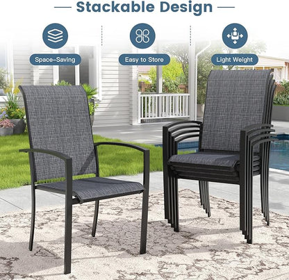 DIFY Patio Chairs Set of 6, Stackable Outdoor Dining Chairs - Image 3
