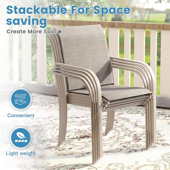 DIFY Patio Dining Chairs Set of 6, Stackable Outdoor Metal Chairs - Image 6