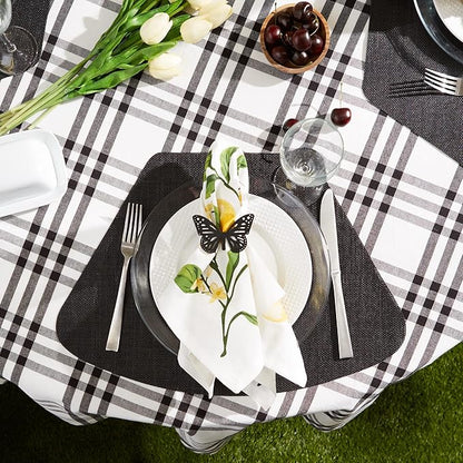 DII PVC Tabletop Collection Woven Indoor/Outdoor, Wedge Placemat Set, Black, 6 Piece
