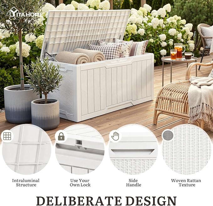 YITAHOME 100 Gallon Large Outdoor Deck Box | Waterproof Resin Storage Box - Image 3