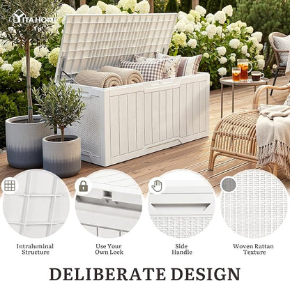 YITAHOME 100 Gallon Large Outdoor Deck Box | Waterproof Resin Storage Box - Image 3