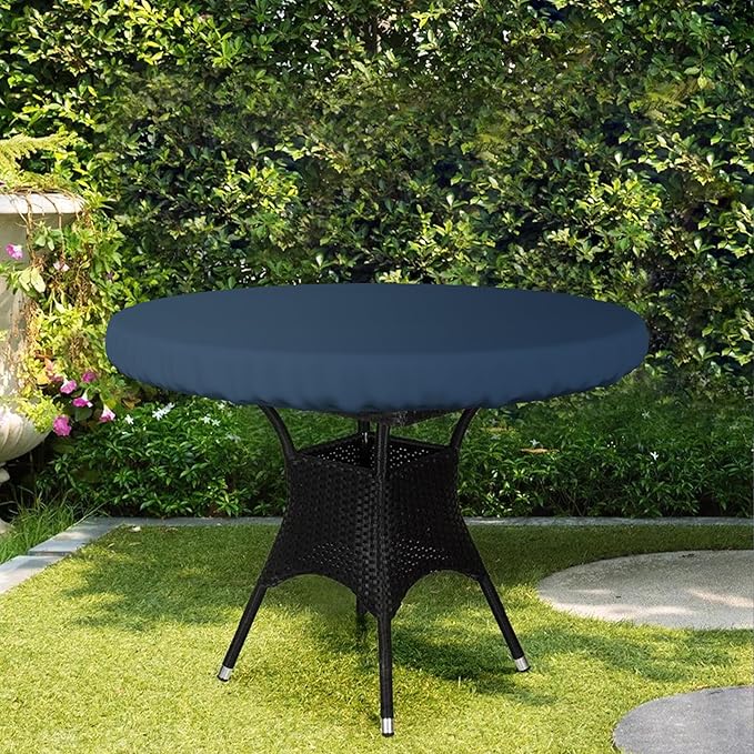 Covers & All Round Table Top Cover, 12 Oz Waterproof UV & Weather Resistant Patio Table Cover, Outdoor Table Cover for Patio Outdoor Furniture & Coffee Table (48" Dia x 4" H Inches, Blue)