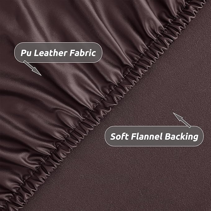 LURKA Round PU Leather Table Cover/Tablecloth with Elastic Hem – Waterproof, Oil-Proof, Scratch-Resistant, Wipeable Spill Protector for Dining Table, Kitchen, Outdoor Party (Coffee, 5FT-Round)