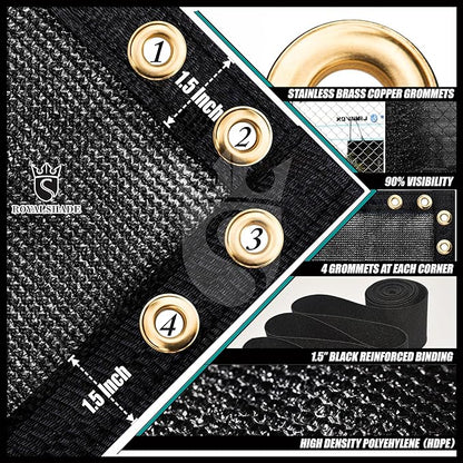 Royal Shade Custom Size 4' x 147' Black Fence Privacy Screen Windscreen Cover Netting Mesh Fabric Cloth - Cable Zip Ties Included (We Make Custom Size)