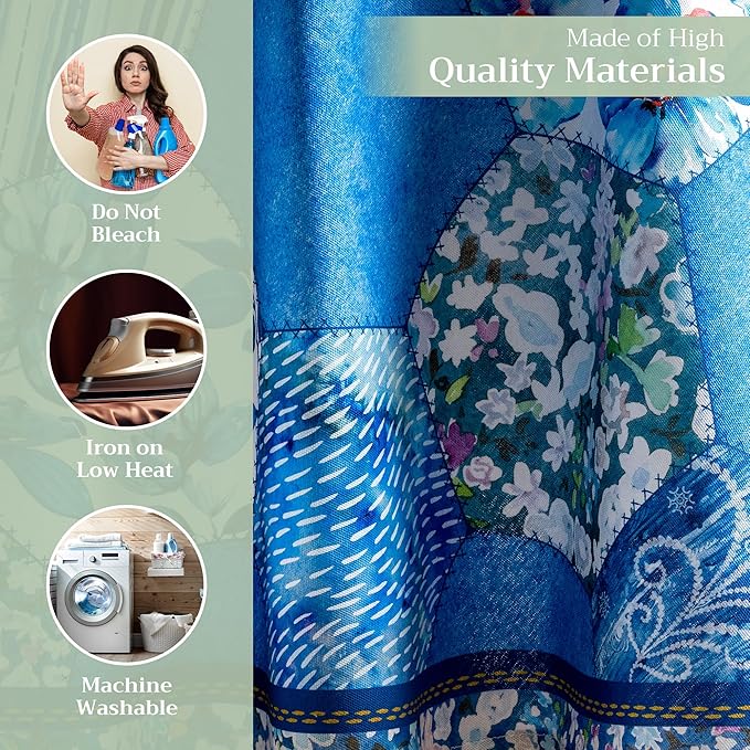 Maison d' Hermine Table Cloth Round Table 100% Cotton 69 Inches Tablecloth Reusable Decorative Everyday Use for Dining Room, Farmhouse, Home, Party, Festive & Wedding Spring Summer - Summer Blues