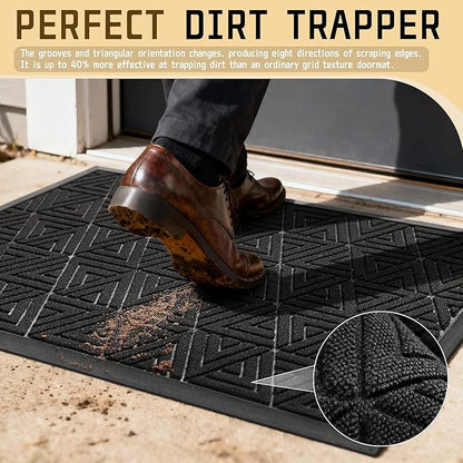 Yimobra Large Door Mat 36x24, All-Weather Waterproof Non-Slip Welcome Matt Outdoor, Heavy Duty Non Slip Doormat for Entryway for Patio and Garage Indoor, Easy Clean, Black