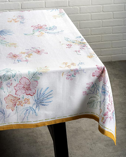 Maison d' Hermine Table Cloth Rectangle Table 100% Cotton 70 x 108 Inches Tablecloth Reusable Decorative for Dining Room, Farmhouse, Home, Party, Festive & Wedding Spring Summer - Paradise Island