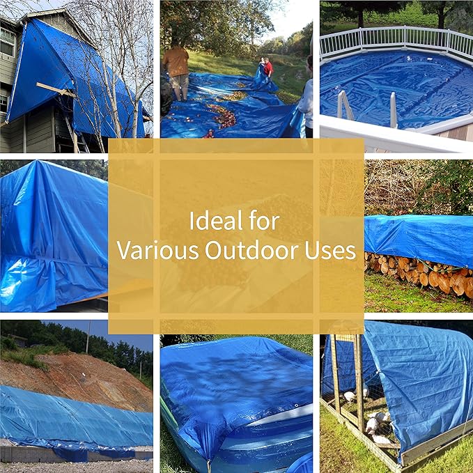 GUARD SHIELD Blue Tarp Waterproof 24x24 Feet Medium Duty All Purpose Poly Tarps Cover 7mil